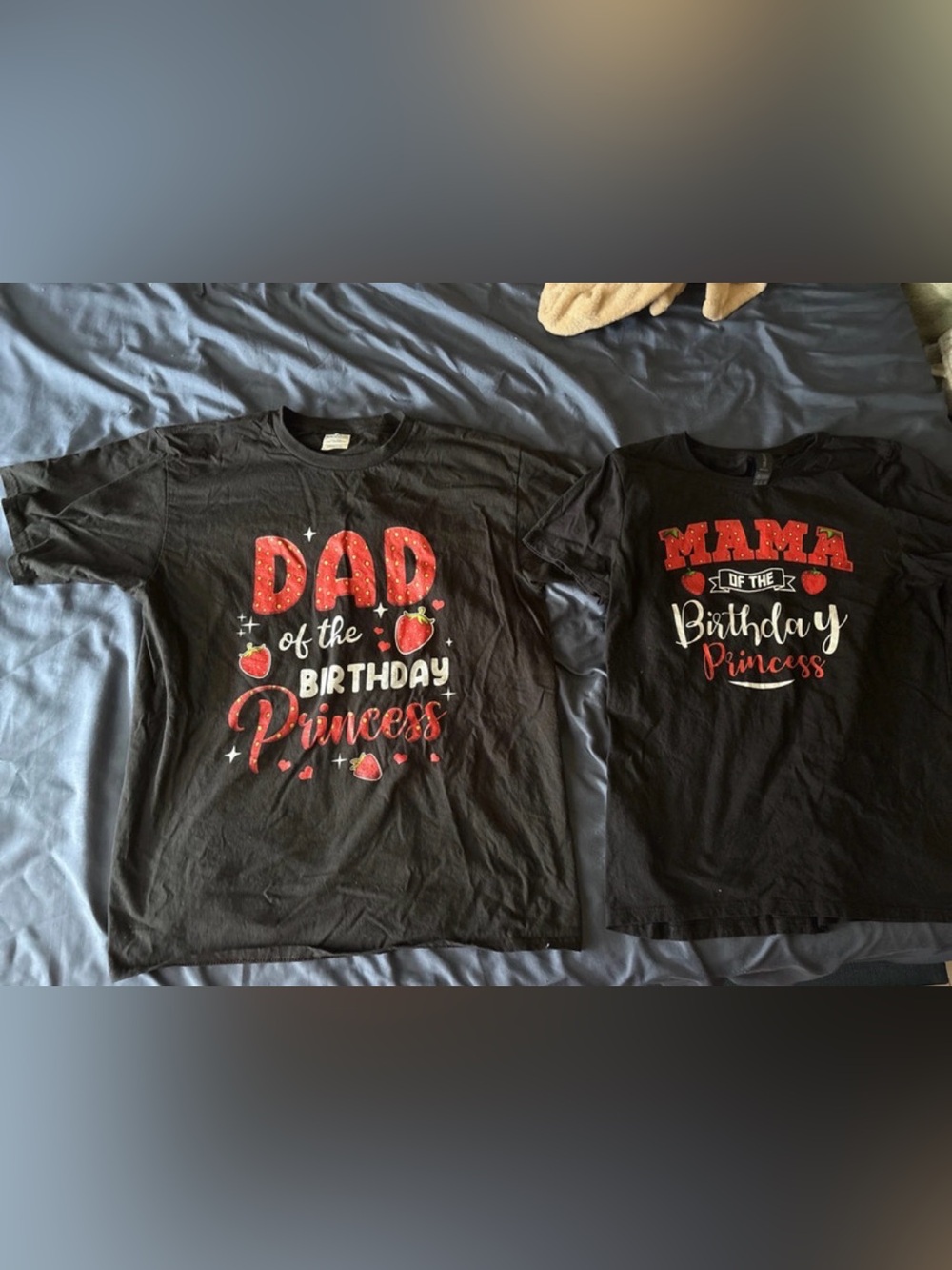 Dad & Mama of the Birthday Princess Black Graphic Tee